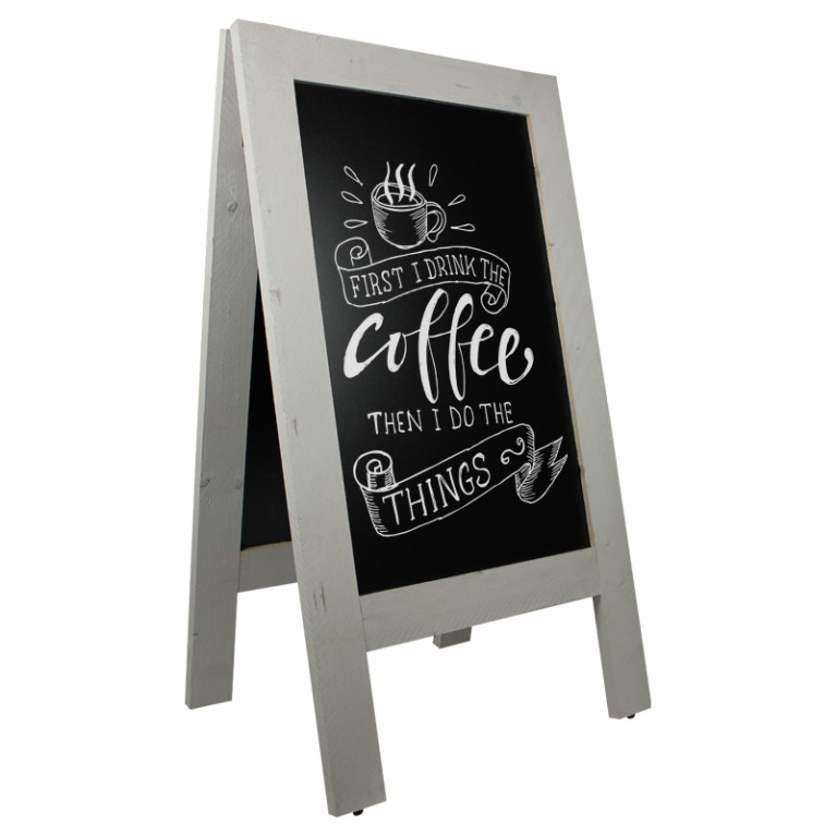 Krijtstoepbord Steigerhout 75x135cm Zijaanzicht