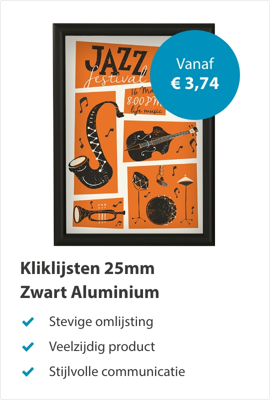 Kliklijsten Zwart 25mm